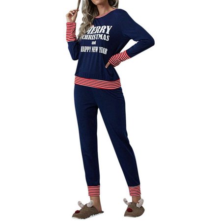 

Joinnvt Women s Christmas Stripes Long Sleeve Two Piece Nightgown Pajamas
