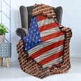 thumbnail image 4 of USA Soft Flannel Fleece Throw Blanket, Fourth of July Independence Day Vintage Brick Wall Rustic Architecture Backdrop, Cozy Plush for Indoor and Outdoor Use, 60" x 80", Blue Red Brown, by Ambesonne, 4 of 5