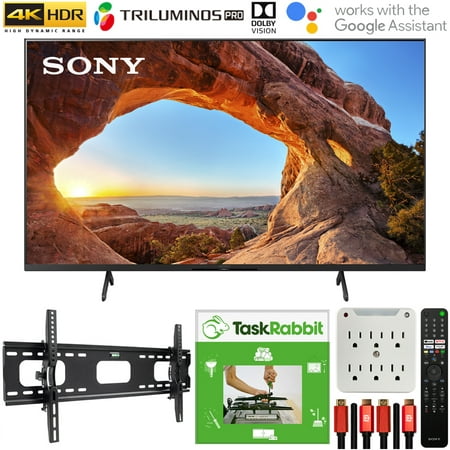 Sony KD75X85J 75 Inch X85J 4K Ultra HD LED Smart TV (2021 Model) Bundle with TaskRabbit Installation Services + Deco Gear Wall Mount + HDMI Cables + Surge Adapter