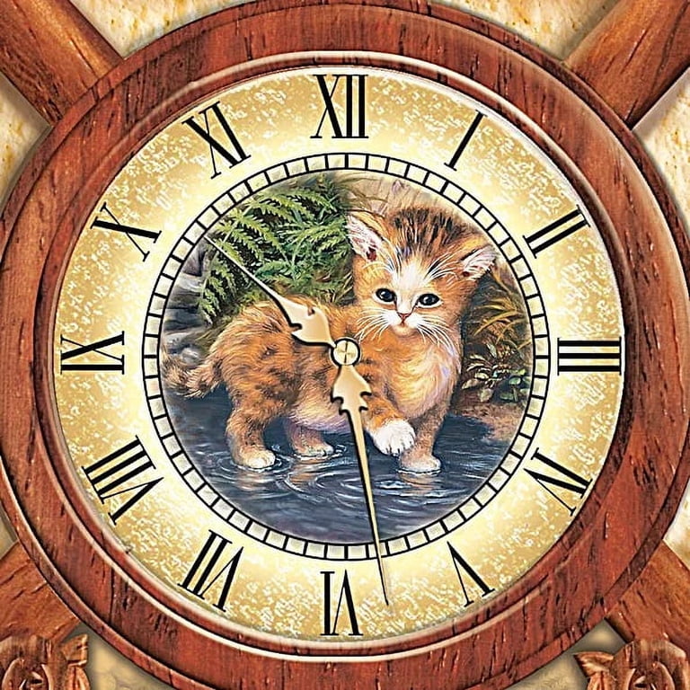 Bradford Exchange Quartz Kitten Art Indoor Cuckoo Clock, Pendulum
