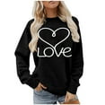 thumbnail image 1 of Ounisa Womens Valentines Sweatshirt Love Heart Graphic Print Pullover Casual Long Sleeve Valentine's Blouse Top, 1 of 5