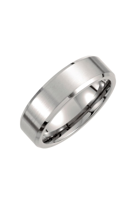 Titanium 7mm Beveled Edge Wedding Ring Band Size 11.5