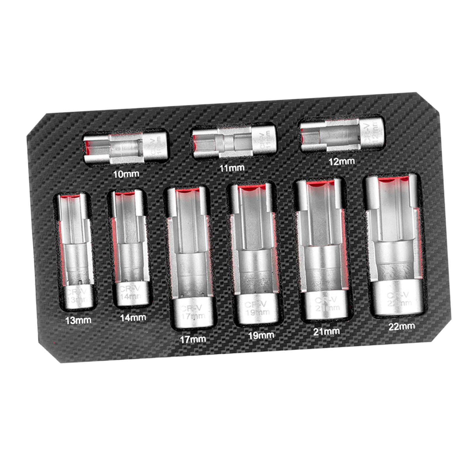 Miulika 9Pcs Oxygens Sensors Socket Line Socket Portable Spanner Socket Supplies Car with Storage Box Slotted Socket Wrench Tool