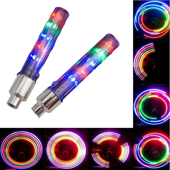 2 Packs Bicycle Waterproof LED Bike Rim Lights for Wheel Tire Valve Spoke