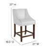 thumbnail image 6 of Flash Furniture Carmel Series 24" High Transitional Walnut Counter Height Stool with Nail Trim in White LeatherSoft, 6 of 12