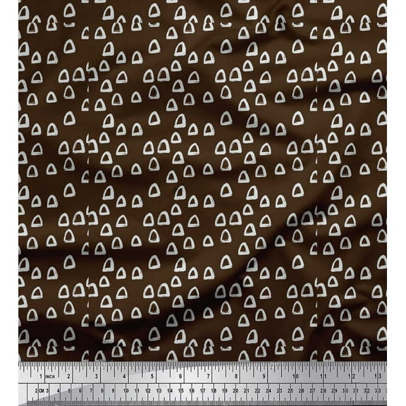 Soimoi Brown Cotton Duck Fabric Triangle Geometric Printed Craft Fabric by the Yard 42 Inch Wide