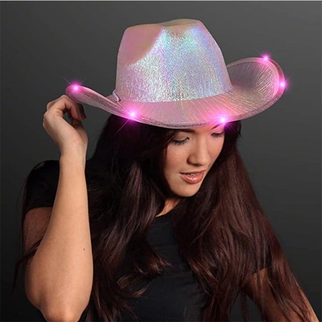 Sombrero De Vaquero Disfraz De Niña De Vaca Light Up Cowgirl Hat Sombrero De Vaquero Colorido Halloween Christmas Cow Girl Dress Up Accesorios De Disfraces Sombreros De Fiesta ANGGREK Otros