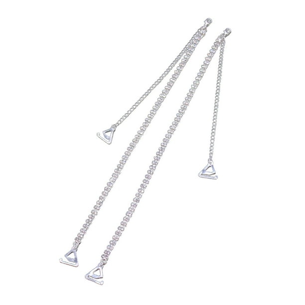 2 tiras de sujetador con diamantes de imitación antideslizantes con gancho de metal para mujer Gancho Plata 1.8cm