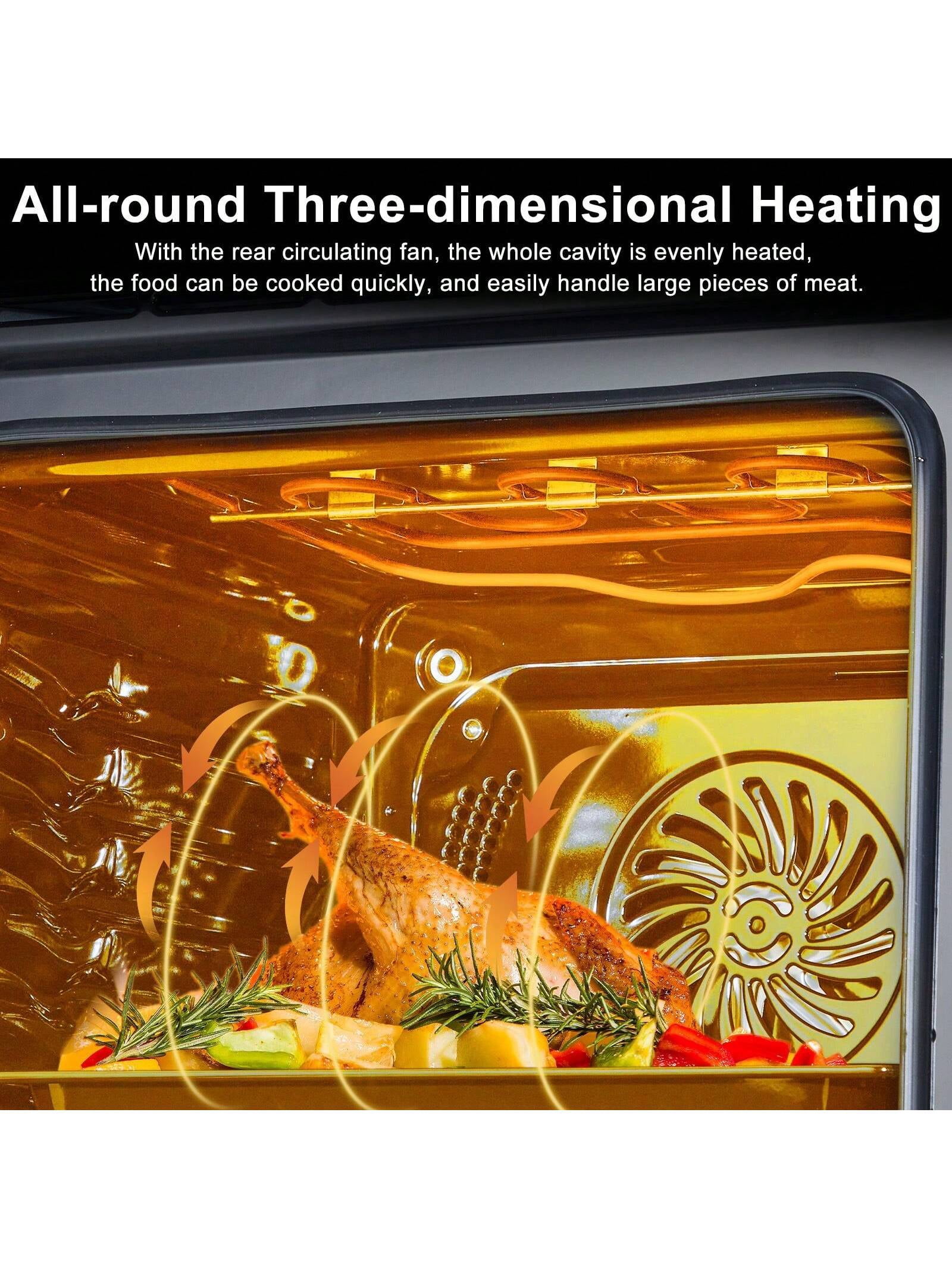 EastVita Electric Wall Ovens 24 Inch. Single Wall Ovens Stainless Steel Built In Oven With 8 Baking Modes. 360° Convection Airfryer. 3000W. 2.5Cu.F Electric Oven With Timer And Safety Lock