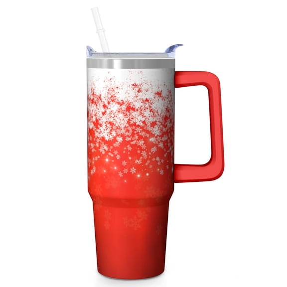 30oz Holiday Tumbler with Handle and Straw, Cute Santa Claus Stainless Steel Insulated Cup Gifts for Home Travel