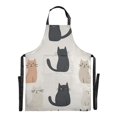 thumbnail image 6 of Yayeee Chief Kitchen Apron with Pockets for Cooking Water Resistant Unisex Adjustable Neck Strap, Cute Cartoon Cats, 6 of 7