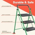 Green 3 Step Stool Foldable – Heavy-Duty Foldable Step Stool, 500 lbs ...