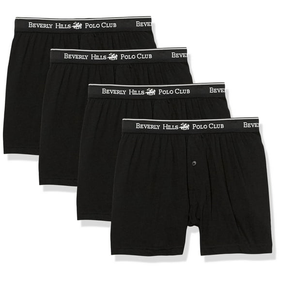 Pack de 4 calzoncillos tipo bóxer Beverly Hills Polo Club para hombre, color negro