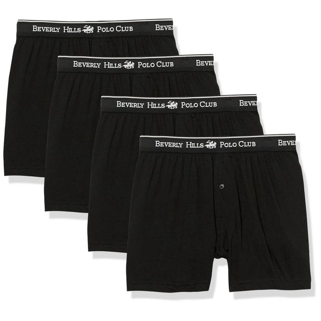 Pack de 4 calzoncillos tipo bóxer Beverly Hills Polo Club para hombre, color negro