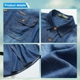 thumbnail image 5 of Mens Denim Shirt Short Sleeve Vintage Button Up Big & Tall Classic Collar Breathable Cotton Relaxed Fit Classic Snap Jean Shirts With Pockets,Dark Blue,L, 5 of 5