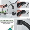 thumbnail image 4 of Grifo de lavabo elevable extensible con rociador extraíble flexible, grifo mezclador para lavabo de baño negro montado en la cubierta, boquilla de modos duales, dorado, 4 of 5