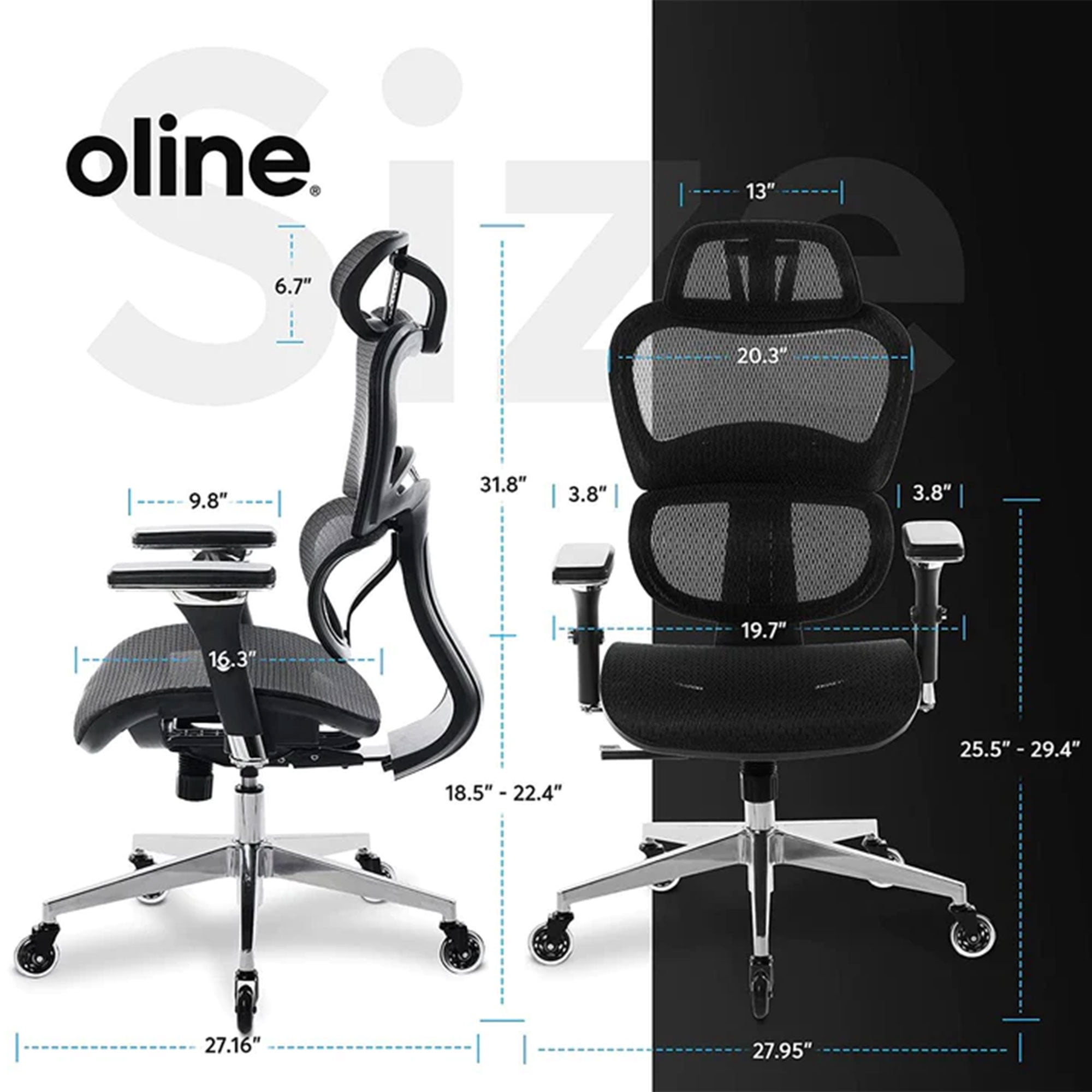 Oline ErgoPro Ergonomic Office Chair with Adjustable Headrest, Burgundy Red