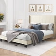 thumbnail image 2 of Sesslife Queen Bed Frame, Upholstered Platform Bed Frame, Mattress Foundation, Holds 1000LBS, No Box Spring Needed, Easy Assembly, Beige, 2 of 10