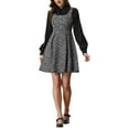 thumbnail image 1 of Vestido A-Line sin mangas de tweed a cuadros para mujer Inspire Chic 3XL Negro, 1 of 6