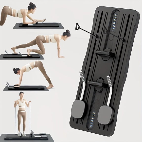 Compact Pilates Board for Home Use - Versatile Ab Workout & Fitness Gear | Space-Efficient Pilates Reformer Add-On with Resistance Bands