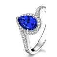 thumbnail image 2 of 1.50 Carat pear cut Sapphire and Diamond curved Engagement Ring for Women in White Gold, 2 of 2