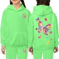 thumbnail image 2 of Toddler Sweatshirt Girls Kids Kids Hooded Tracksuit Unisex Two Piece Hoodie Sweatshirt Sweatpants Set Clothes Green Size 4-5T, 2 of 4