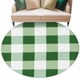 thumbnail image 2 of Green Plaid Round Area Rug 7 FT,Non Slip Living Room Area Carpet,Spring Summer Farmhouse Buffalo Checkered Washable Soft Circular Rug Non-Shedding Floor Carpet for Bedside Office Play Room Classroom, 2 of 9