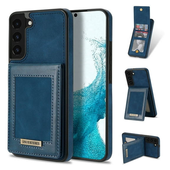 Case for Galaxy S22+/ Galaxy S22 Plus 6.6 inch, Allytech Back Flip Wallet Credit Card Slots PU Leather RFID Blocking Kickstand Magnetic Snap Case for Samsung S22 Plus 2022, Blue