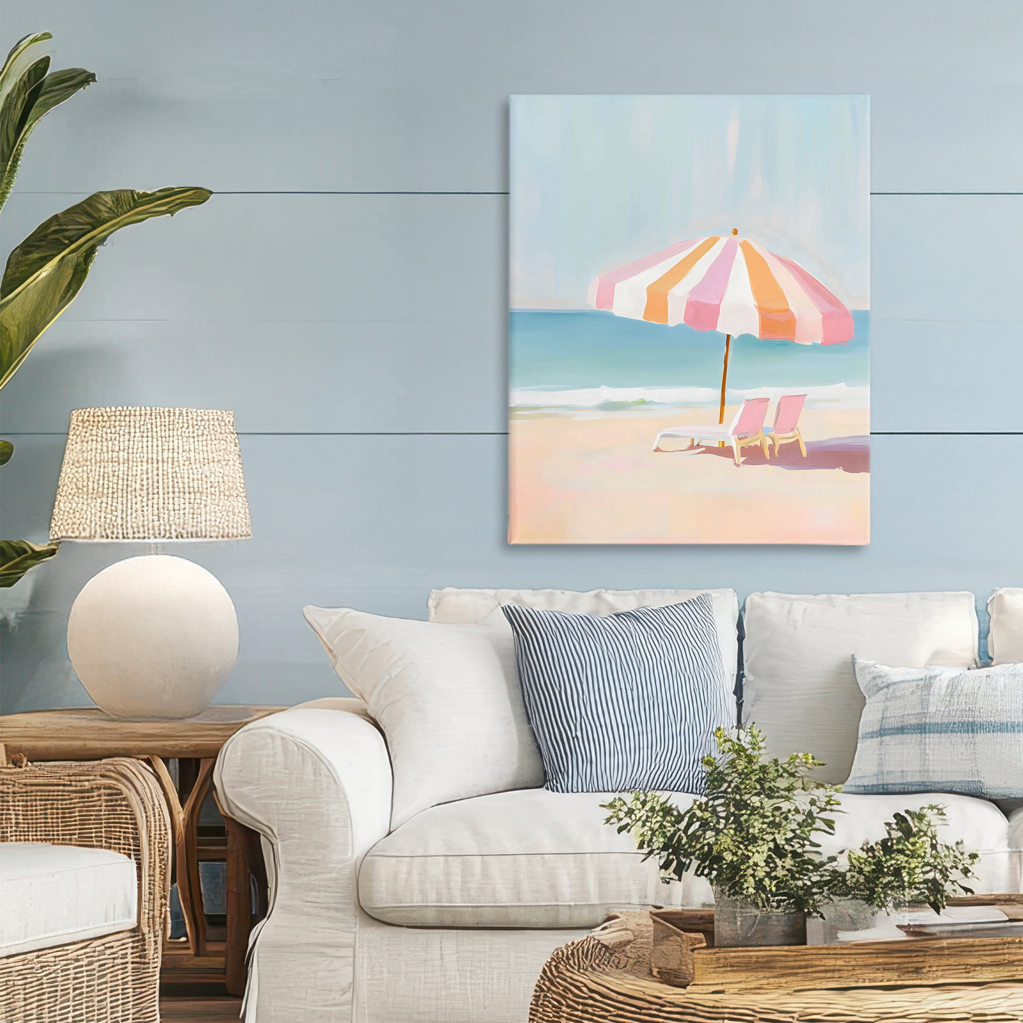 Stupell Industries Striped Umbrella & Chairs Canvas Wall Art, design by The Prints Vibe