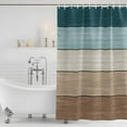 thumbnail image 4 of Teal Brown Waterproof Fabric Shower Curtain,Farmhouse Vintage Abstract Wooden Grain Waterproof Fabric Shower Curtain for Bathroom Curtains Bathtubs Hotel Shower Curtains with 12 Hooks Stall 48x72in, 4 of 8