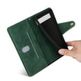 thumbnail image 6 of Allytech Google Pixel 8 Wallet Case with Zipper Pocket, Luxury PU Leather Flip Cover with Card Slots & Wrist Strap, Shockproof Kickstand Magnetic Buckle Protective Case for Women Men, Green, 6 of 15