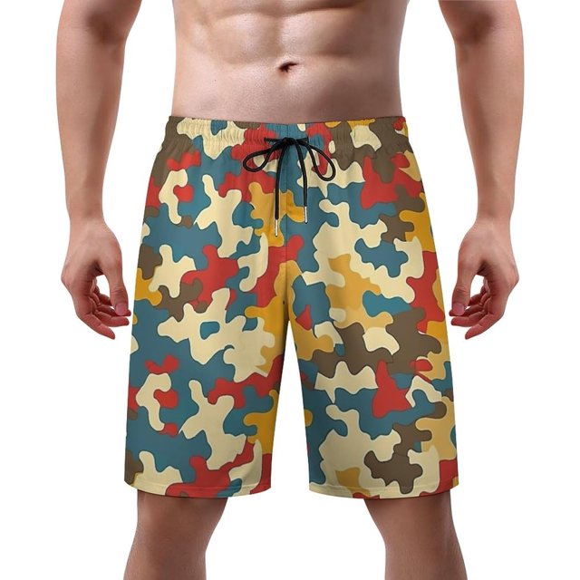 NICKSUN Men's Swim Trunks, Cute Print Quick Dry Summer Board Beach Shorts with Mesh Lining and Pockets