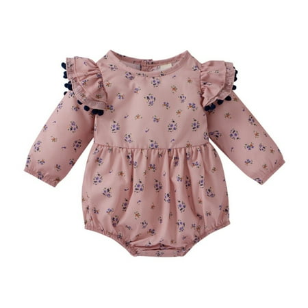 

Maxcozy Newborn Infant Baby Girls Cute Flying Sleeve Floral One-piece Romper for 0-18 Months