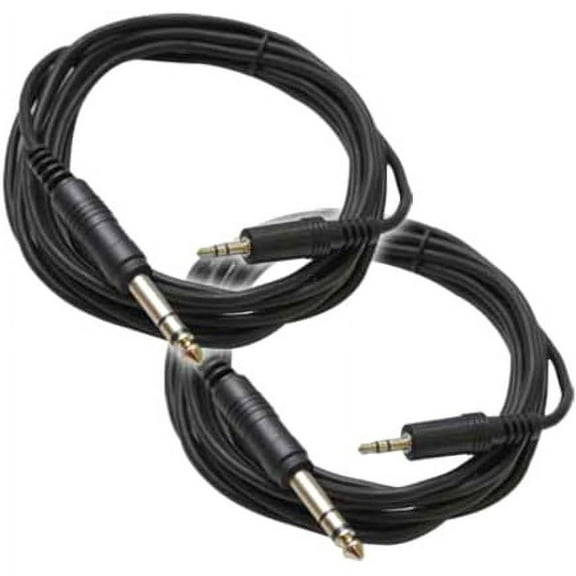 Seismic Audio SA-iERQM10, Two Pack of 1/8" (3.5mm) Stereo Male to 1/4" Male Patch Cable, 10 Foot