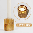 thumbnail image 3 of HofferRuffer Ribbed Glass Candle Holders, 2 in 1 for Home Decor Weddings Table, Amber, Set of 3, 3 of 9