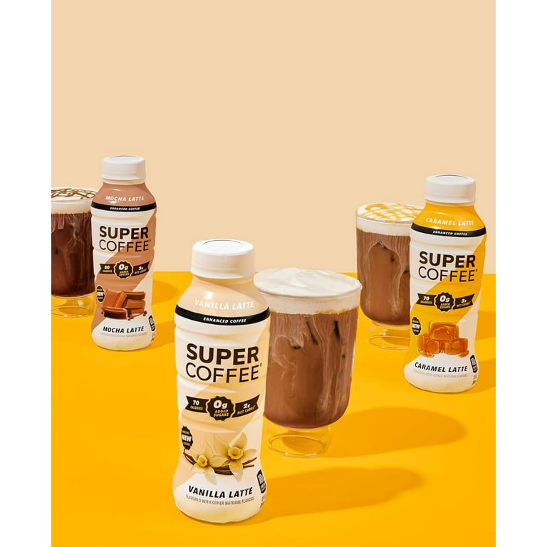 Super Coffee Mocha Latte Iced Coffee Bottle 12 fl oz with Cow Milk