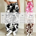 thumbnail image 3 of Levmjia Women's Cow Print Jeans High Waisted Wide Leg Pants Elastic Waistband Button Fly Pocket Casual Baggy Denim Trousers Vintage Y2K Loose Long Pants, 3 of 8