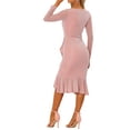 thumbnail image 3 of INSPIRE CHIC Glitter Fishtail Dress for Women's Midi Boat Neck Ruched Split Cocktail Bodycon Dresses Pink M, 3 of 5