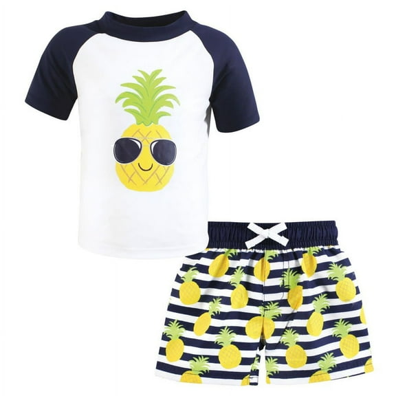 Hudson Baby Boys Swim Rashguard Set, Pineapple, 3-6 Months