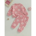 thumbnail image 4 of GXFC Kids Girl Fall Outfits Clothes 6M 12M 18M 2T 3T Children Girl Long Sleeve Floral Sweatshirt Tops and Drawstring Pants 2Pcs Casual Autumn Clothing Set for Toddler Baby Girl, 4 of 8