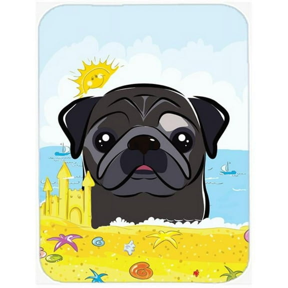 Carolines Treasures  Black Pug Summer Beach Mouse Pad