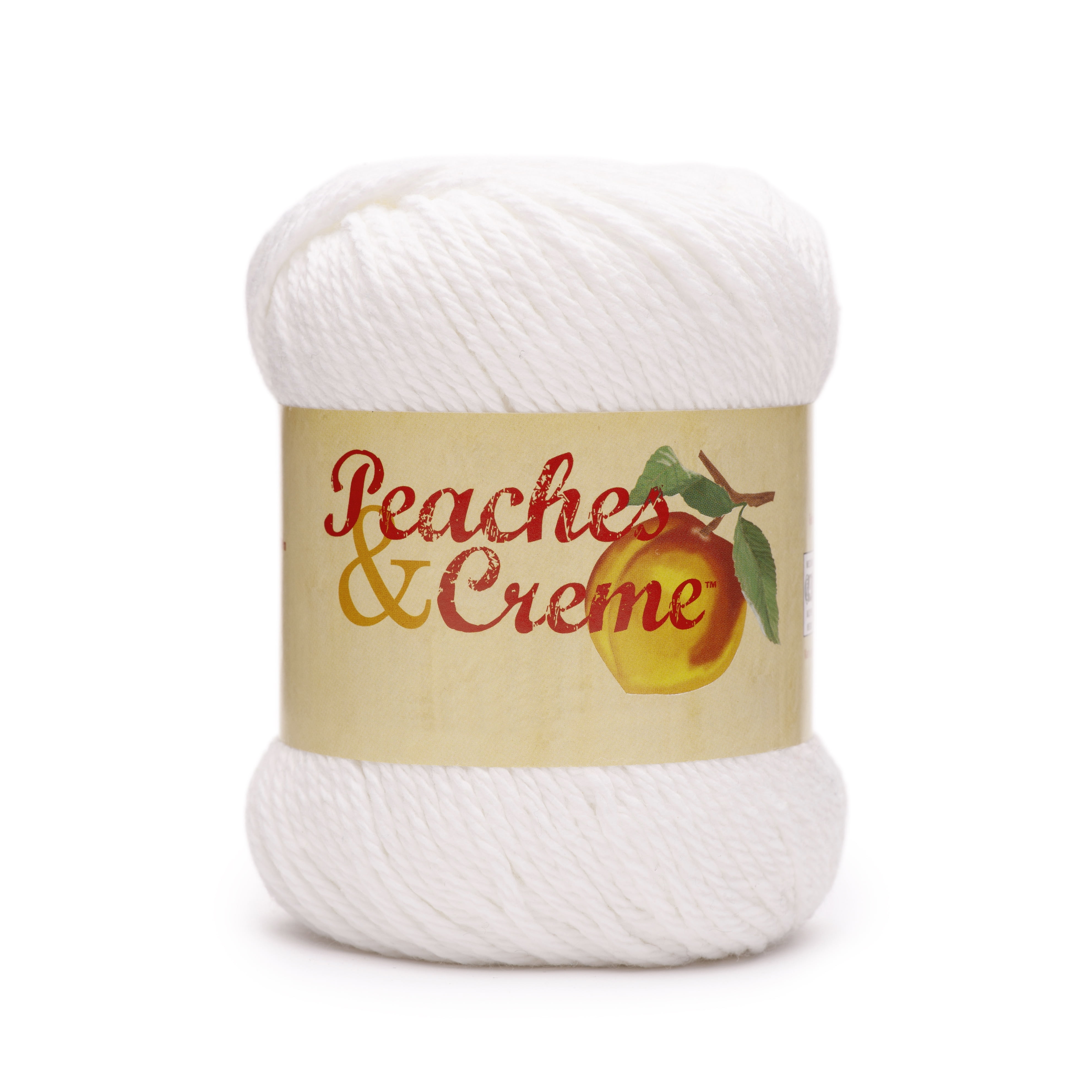 Peaches & Creme Solid 4 Medium Cotton Yarn, White 2.5oz/70.9g, 120