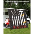 thumbnail image 3 of 4th of July RV Awning Sun Shade Screen 9'X7' Patriotic American Flag Mesh Sunscreen Black Stars Stripes Faith Awning Shade Screen with Zipper UV Blocker Completed Kits for RV Motorhome Camper, 3 of 7