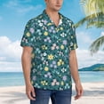 thumbnail image 6 of Uemuo Floral Printed Regular Fit Short Sleeve Casual Hawaiian Shirt for Men,Aloha shirt,Tropical shirt,Floral print shirt,Vacation Beach shirt-Small, 6 of 9