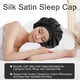 thumbnail image 4 of 2 Pairs Satin Night Hat, Satin Night Cap, Silk Hair Night Hat for Women Long Curly Hair (Black), 4 of 5