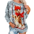 thumbnail image 2 of Costumes de Noël en Liquidation Chandail à Col Rond Imprimé de Noël Blouse Ample Chandail en Molleton Sans Capuche Chandail en Molleton Surdimensionné pour Femmes, 2 of 7