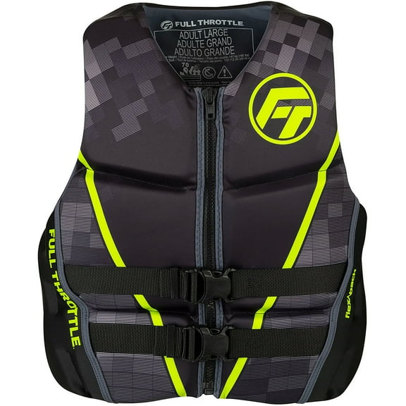 Full Throttle Mens Rapid-Dry Flex-Back Life Jacket M Grn