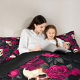 thumbnail image 4 of Homewish Hipple Skull Twin Comforter Sets,Gothic Romantic Rose Bedding Set,Happy Halloween Duvet,Black Reversible,2 Pieces,1 Comforter and 1 Pillowcase, 4 of 7