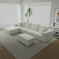 thumbnail image 3 of Modular Sectional Sofa Light Beige 4-Seat with Ottoman and Oversized Chaise | Cloud-inspired comfort, stain-resistant velvet, pet friendly—perfect for modern living rooms, 3 of 7