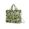 thumbnail image 7 of FORMRS Womens Corduroy Tote Bag Crossbody Shoulder Handbag with Pocket, Green Flower Pattern, 7 of 7